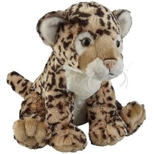 Pluche bruine jaguar/luipaard knuffel 30 cm - Jaguars wilde dieren knuffels - Speelgoed voor kinderen