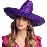 Boland party Carnaval verkleed Sombrero hoed Fiesta - paars - volwassenen - polyester