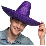 Boland party Carnaval verkleed Sombrero hoed Fiesta - paars - volwassenen - polyester