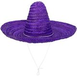 Boland party Carnaval verkleed Sombrero hoed Fiesta - paars - volwassenen - polyester