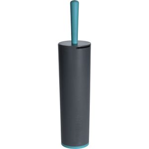 1x Toiletborstels antraciet grijs met turquoise 42 cm - Huishouding - Badkameraccessoires/benodigdheden - Toiletaccessoires/benodigdheden - Wc-borstels/toiletborstels