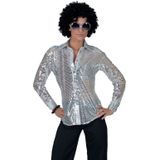 Grote maat zilveren disco verkleed blouse voor dames