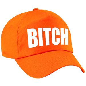 Verkleed Bitch pet / baseball cap oranje voor dames en heren - verkleedhoofddeksel / carnaval