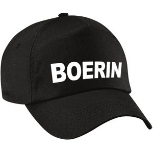 Boerin verkleed pet zwart voor meisjes - boerin baseball cap - carnaval verkleedaccessoire voor kostuum