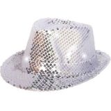 Zilver pailletten hoedje met LED licht - Verkleed hoedjes - Party hoeden