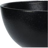 Excellent Houseware Soepkommen - 4x - Lava stone - keramiek - D15 x H7 cm - zwart - Stapelbaar