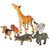 Speelgoed  Wilde dieren van plastic 6 stuks van ongeveer 10 cm - Safari dieren