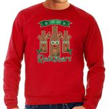 Bellatio Decorations foute kersttrui/sweater heren - Rudolf Reinbeers - rood - rendier/bier