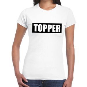 Topper in kader t-shirt wit dames - Topper in zwarte balk t-shirt dames