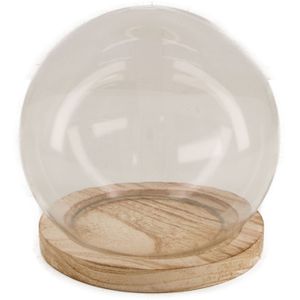 Dijk Natural Collections stolp - glas - houten bruin plateau - D14,5 x H15 cm