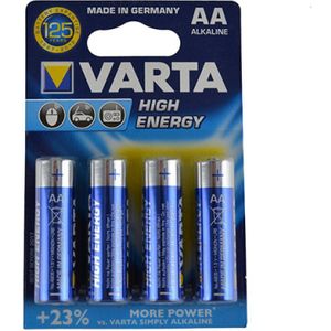 4x Varta Alkaline AA batterijen high energy 1.5 V - LR6