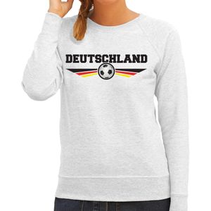 Duitsland / Deutschland landen / voetbal sweater met wapen in de kleuren van de Duitse vlag - grijs - dames - Duitsland landen trui / kleding - EK / WK / voetbal sweater