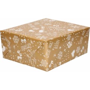 3x Rollen Kerst inpakpapier/cadeaupapier goud/zilver 2,5 x 0,7 cm - Luxe papier kwaliteit kerstpapier - Kerstmis