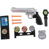 JonoToys Politie speelgoed pistool en accessoires - kinderen  - verkleed rollenspel - plastic - 18 cm