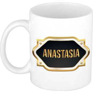 Anastasia naam cadeau mok / beker met gouden embleem - kado verjaardag/ moeder/ pensioen/ geslaagd/ bedankt