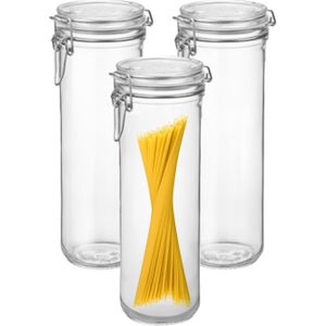 Bormioli Rocco Spaghetti voorraad/weck pot - 4x - glas - transparant - 26 x 9 cm - 1,5 L