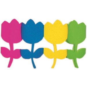Gekleurde bloemen feest slinger 3 meter - Feestartikelen/versiering - Van papier