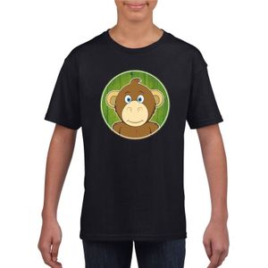Kinder t-shirt zwart met vrolijke aap print - apen shirt - kinderkleding / kleding