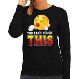 Funny emoticon sweater You cant touch this zwart voor dames -  Fun / cadeau trui