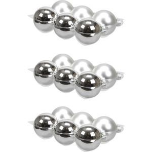 18x stuks kerstversiering kerstballen zilver van glas - 8 cm - mat/glans - Kerstboomversiering