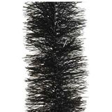 4x stuks kerstslingers zwart 10 cm breed x 270 cm - Guirlande folie lametta - Zwarte kerstboom versieringen