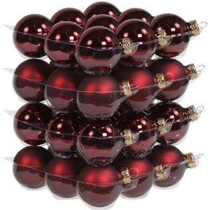 72x Donkerrode glazen kerstballen 4 cm - mat/glans - Kerstboomversiering donkerrood