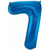 Cijfer ballonnen - Verjaardag versiering 75 jaar - 85 cm - blauw