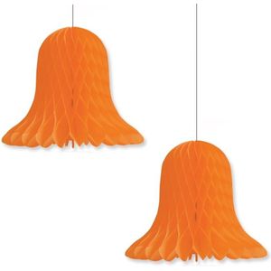 10x Oranje decoratie klokken/kerstklokken lampionnen 20 cm - kerstversiering