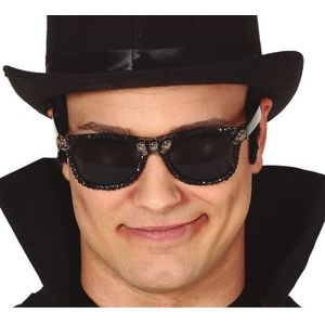Halloween/horror verkleed bril zwart met schedels voor volwassenen - Halloween verkleed zonnebril