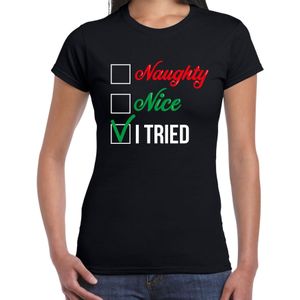 Naughty nice fout Kerst t-shirt - zwart - dames - Kerstkleding / Kerst outfit