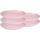 Set van 10x stuks rond kunststof borden oud roze 25 cm - Herbruikbaar - Dinerbord - Barbecuebord - Campingbord