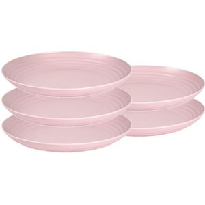 Set van 10x stuks rond kunststof borden oud roze 25 cm - Herbruikbaar - Dinerbord - Barbecuebord - Campingbord