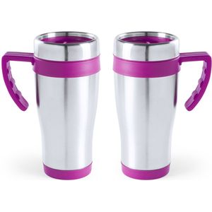 rVS thermosbeker roze 500 ml - 2 stuks