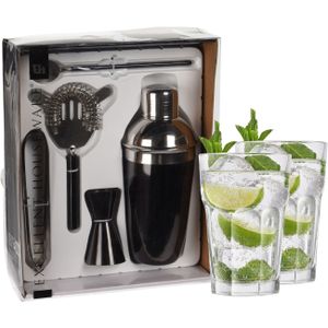 Excellent Houseware cocktails maken set 5-delig met 4x Mojito glazen 410 ML