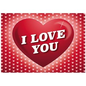 5x Romantische ansichtkaart / Valentijnskaart met hartjes - 14,8 x 21 cm