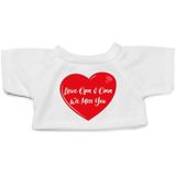 Lieve oma en opa we miss you pluche teddybeer knuffel 24 cm wit t-shirt met rood hartje - lieve oma en opa we miss you / cadeau knuffelbeer