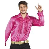 Voordelige fuchsia rouche blouse