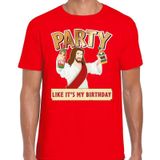 Fout kerst t-shirt rood - party Jezus - Party like its my birthday voor heren - kerstkleding / christmas outfit