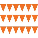 12x stuks oranje vlaggenlijn slinger 5 meter - EK/WK - Koningsdag oranje supporter artikelen