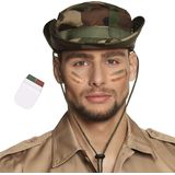 Carnaval verkleed set Army/Leger soldaten bush hoed - met camouflage schmink stift - volwassenen - accessoires set