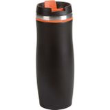 Cuisine Elegance Warmhoudbekers - 2 stuks - zwart/grijs en zwart/oranje - 400 ml - thermosbekers