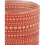 Countryfield Luxe theelichthouder - 2x stuks - Aurora - glas - rood/goud - D10 x H12 cm