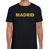 Madrid gouden glitter tekst t-shirt zwart heren - heren shirt Madrid