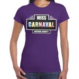 Miss Carnaval verkleed t-shirt paars voor dames - natural beauty carnaval / feest shirt kleding / kostuum