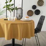 Tafelkleed van polyester rond diameter 180 cm - etnisch print oker geel - Eettafel tafellakens