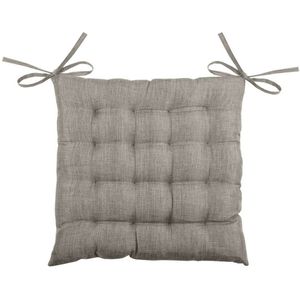 Stof Textile stoelkussen BEA - beige - 40 x 40 x 4 cm - touwtjes sluiting - binnen/buiten - zitkussens plat