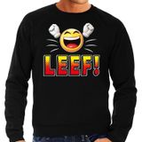 Funny emoticon sweater LEEF zwart voor heren -  Fun / cadeau trui