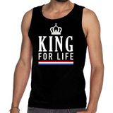Zwart King for life tanktop / mouwloos shirt - Singlet voor heren - Koningsdag kleding
