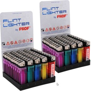 100x Aanstekers in verschillende kleuren 2 x 1 x 8 cm - Sigaretten aanstekers / wegwerpaanstekers