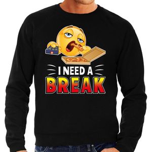 Funny emoticon sweater I need a break zwart voor heren -  Fun / cadeau trui